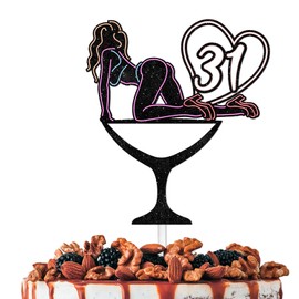 Decoración para tartas con purpurina para niña loca de 31 años, suministros de decoración para fiestas y niñas, feliz cumpleaños, 31 aniversario, suministros de decoración para fiestas