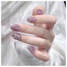 Domiya Nail Tips, 30 Pieces, Ballet, Popular, Nail Stickers, Press-On Nails, Cute, Fashion, 3D Nails, Round Tips, Wedding Nail Tips, Bride's Nails (MJ-573)