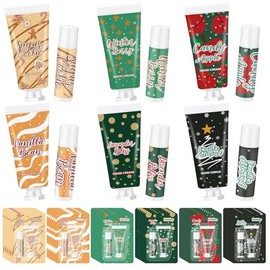 Loopeer 36 Set Christmas Hand Cream and Lip Balm Gift Sets for Women Travel Hand Lotions Moisturizing Lip Care Lipstick for Dry Cracked Christmas Stocking Stuffer Xmas Bulk Gifts Coworkers Adults