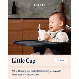 Lalo Little Cup 2-Pack, Non-Toxic Silicone Straw Cup with Handles - Baby and Toddler Sippy Cup - Mini Cup and Straw Training System, 4oz, Oatmeal