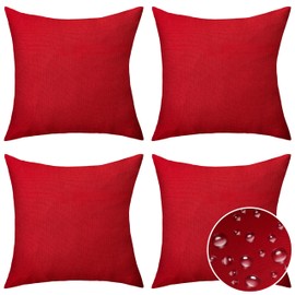 Home Brilliant Cushion Cover, Red, Set of 4, Outdoor Seat Cushion Cover, 45 x 45 cm, Waterproof Cushion Covers for Outdoor Tent Balcony, 18 Inches, Red