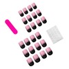 24 Pcs Black Pink Ombre Press on Nails Short Square