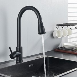 Kitchen Sink Faucet Black Pull Down/Out Sprayer Swivel Single Handle Mixer Taps pulldown s