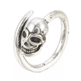 LZD Ring Alloy Finger Ring Skull Antique Silver Size 7 Adjustable 17mm P397