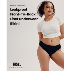 KNIX Kt Full Coverage Cotton Modal Super Leakproof Bikini - Period Underwear for Teens - Machine Washable - Black, X-Small