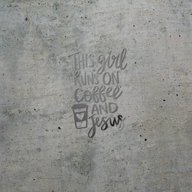 Decal Stickers of Runs On Coffee and Christ (Metallic Silver) (Set of 2) Premium Waterproof Vinyl Decal Stickers for Laptop Smartphone Car Dirt Bike Wall Room Mason Jar Bathtub - ANDsticg88146SI