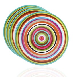 French Bull Plates - 4 Piece Set - 11 inch Melamine Dinner Plate Set - Melamine Dinnerware for Indoor and Outdoor - Ring