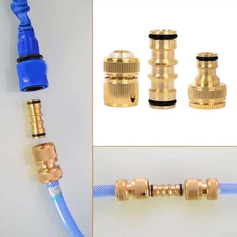 Conectores de Manguera de Jardín Brass Rust‑Resistant – Set 3/6