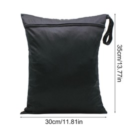 JOCXZI Reusable Wet Bag - Pack of 2 Waterproof Fabric Bags Reusable Wet Bag Laundry Bag Nappy Bag Wet Bag Nappy Bag Nursery for Swimsuits, Beach Towel, Sportswear, black