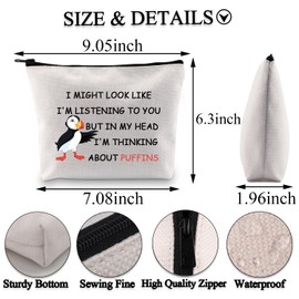 PLITI Funny Puffins Gifts Puffin Bird Lover Gift But in My Head I'M Thinking about Puffins Makeup Bag Animal Lover Gift (Thinking puffin bagU)