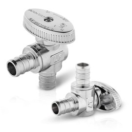 (Pack of 2) Seelink Pex Crimp 1/4 Turn Angle Stop Valve, 1/2" Pex Barb Crimp (F1807), Chrome Plated Brass