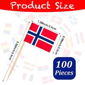 100Pcs Norway Toothpicks Flag,Toothpicks Cocktail Picks for European championship Party Decoration,Mini Norway Flags Toothpicks Sandwich Food Picks CupCake Toppers for Olympics 2024 Decorations