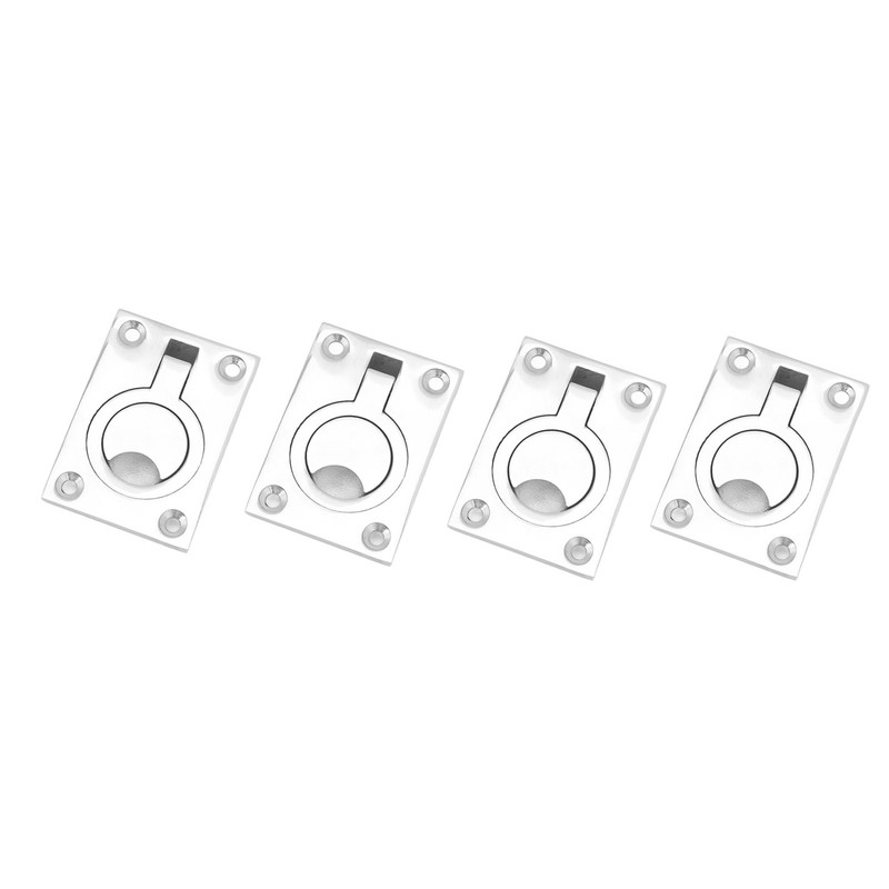 4 Pcs 63x44mm Square Flush Pull Ring Handles 316 Stainless