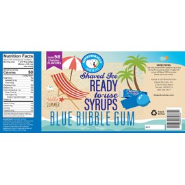 Blue Bubble Gum 🌺 🍧 Snow Cone Flavors Syrup | flavored syrups for drinks, icee, slushie, soda stream flavor syrups, Italian ice, Hawaiian coffee syrup | Ready to Use Gallon (128 Fl. Oz)