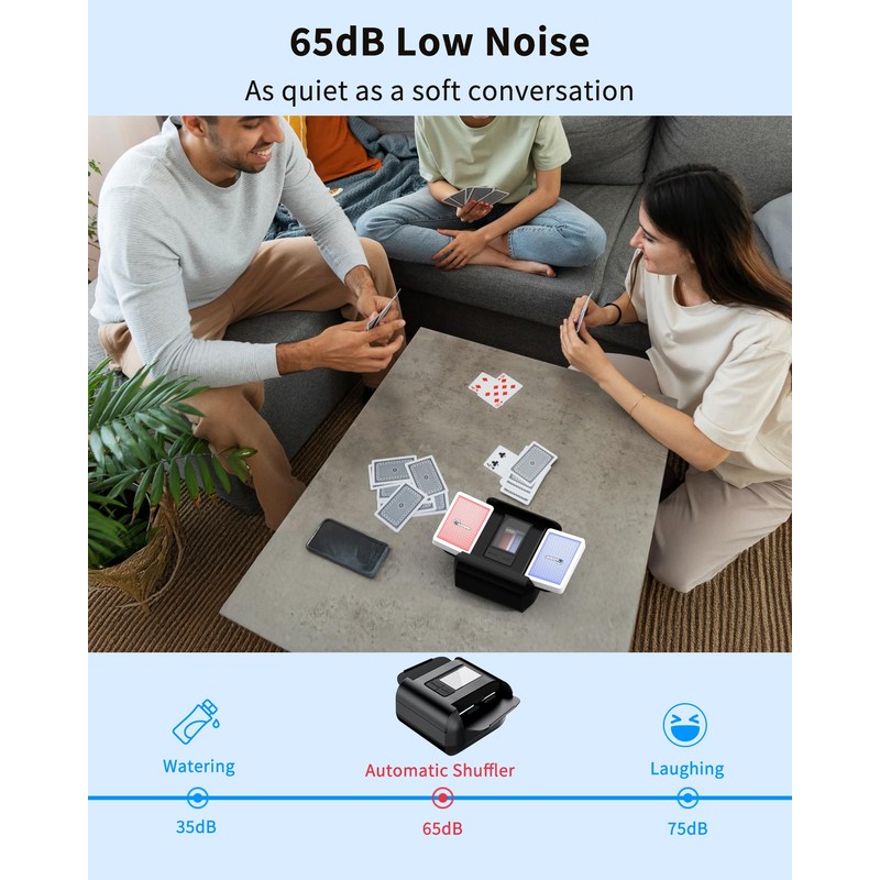 ADZERD Rechargeable Automatic Card Shuffler for 1-2 Decks, Electric Playing