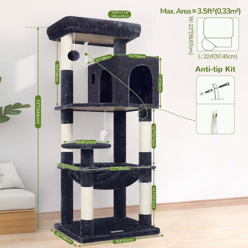 Globlazer Cat Tree Tower with Scratching Post for Indoor Cats,