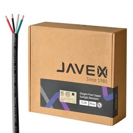 JAVEX 16/4 UL13 CL3R/CL2R Rated Speaker Wire (250FT), 16-Gauge AWG 4 Conductor Riser/in-Wall & Outdoor/In-Ground [Oxygen-Free Copper 99.9%], Black