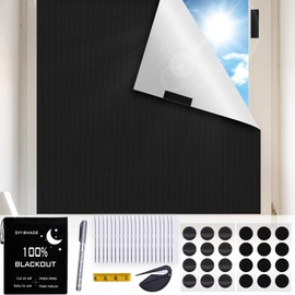 Topways Portable Blackout Blinds, Temporary Blinds Windows Curtains, No Drill Blackout Curtains, Easy Fit Window Cover for Nursery and Travel Bedroom (Black+Silver Coating, 300 x 145cm)