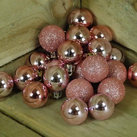 PMS SET OF 24 3CM BAUBLES IN PVC BOX ROSE GOLD