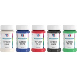 VBS Paint Set Outdoor Color Best of... Set of 5 100 ml Each White, Black, Fireplace Red, Blue, Green