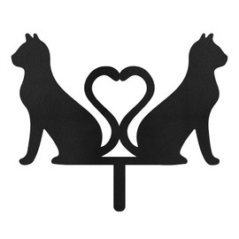 Dual Cat with Heart-Shaped Tails Metal Decorative Garden Stakes Cat Gifts for Cat Lovers Statues for Yard Art, Outside, Patio, Outdoor Decor, Garden Decorations, Lawn Ornaments - 24" Black