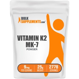 BulkSupplements.com Vitamin K2 Powder - Vitamin K2 MK-7, as Menaquinone Powder - K2 Vitamin Supplement for Wellness, Gluten Free, 9mg per Serving, 25g (0.88 oz) (Pack of 1)