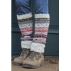 Pachamama Women 100% Wool Legwarmer Handknitted Fair Isle Pattern Oatmeal