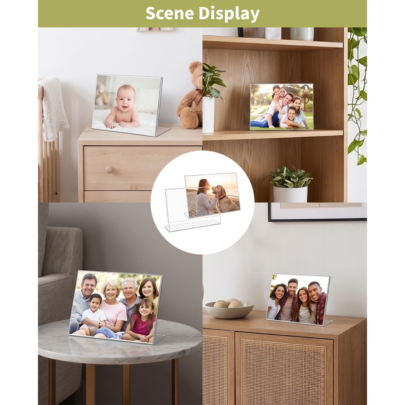 Waaqkid 12 Pack 4x6 / 6x4 Clear Acrylic Photo Frames,