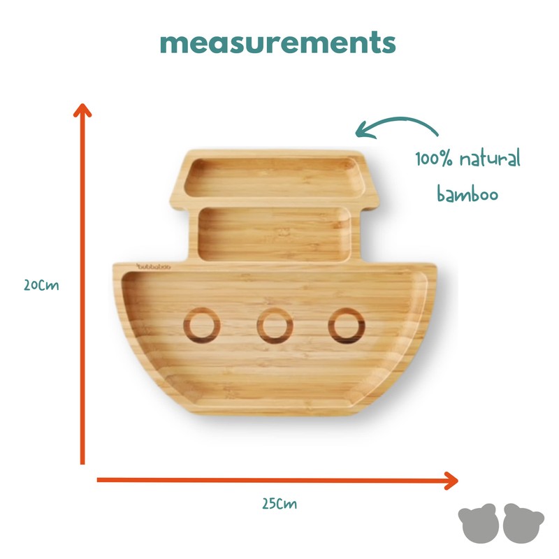 Bubba Boo Ark Bamboo Baby Plate| Fun Bamboo Suction Plates