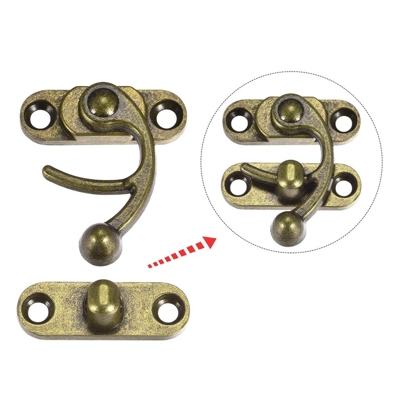 sourcing map Antique Vintage Lock Clasp Right Latch Hook Hasp