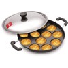 TOSAA 12 Cavity Appam Patra Side Handle with Lid, 23
