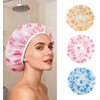 3 Gorros de Ducha Impermeables Elásticos Rojo Azul Amarillo Mujer