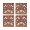 Red Strawberry Thief Ceramic Coaster Set - William Morris Artwork