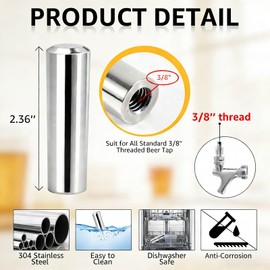 WELLBOM Beer Tap Handle, 304 Stainless Steel Keg Tap Handle for Beer Faucet