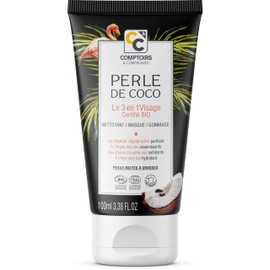 Comptoirs et Compagnies - 3-in1-Gesichtspflege „Perle de Coco“ mit pflanzlicher Aktivkohle, Cosmos Natural-zertifiziert - 100ml
