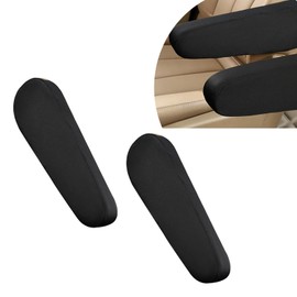 Fogfar 2 PCS Car Front Seat Armrest Cover, 5.1" x 13.7" Soft Breathable Full Wrap Anti-Scratch Protective Cover, High Elastic Closing Fits Closely Armrest Trim, Universal Interior Accessory (Black)