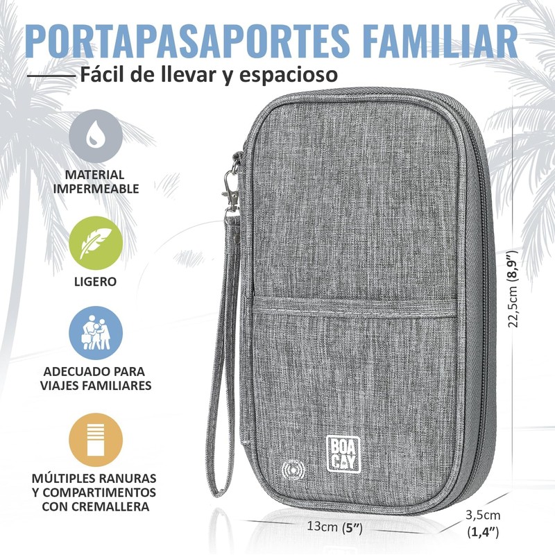 BOACAY Portadocumentos de Viaje Familiar con RFID, Cartera de Mujer