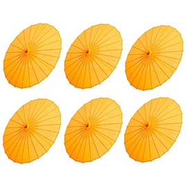 THY COLLECTIBLES Set of Six (6) 33" Japanese Chinese Umbrella Parasols for Wedding Parties, Photography, Costumes, Cosplay, Decoration and Other Events (Orange)