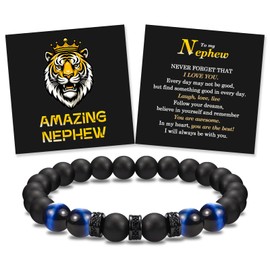 To My Nephew Bracelet Gifts for Boys Mens, Birthday Graduation Fathers Day Back to School Christmas Valentines Day Easter Basket Stuffers Baptism First Holy Communion Confirmation Gifts for Nephew