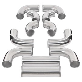 KUAFU 12 Pcs Universal 3" Aluminium Turbo Intercooler Piping & Silicone Coupler & Stainless Steel Clamp Kit Polished