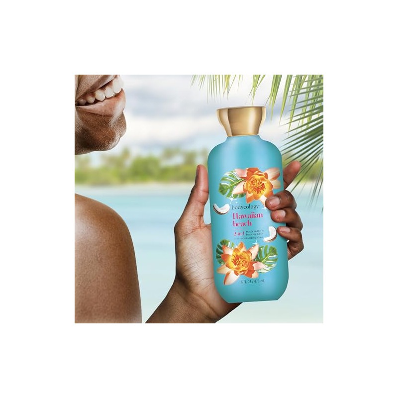 Bodycology 2-in-1 Body Wash & Bubble Bath, Hawaiian Beach, 16