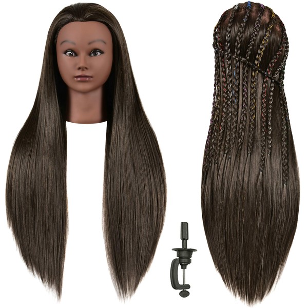 FUTAI 30 inch Mannequin Head 22% Human Hair Manikin Cosmetology Makeup Manican Doll Heads with Stand for Display Practice Braiding Styling Training Curling Cutting