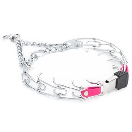 Herm Sprenger Chrome Plated Steel Dog Collar with Quick Release ClicLock Buckle and Biothane Insert Training Collar for Dogs Made in Germany (Passionfruit Pink, 23in x 3.2mm(Neck Size up to19-20in))