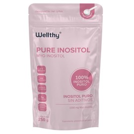 Wellthy 100 Myo Inositol Polvo 250g Solo Ingrediente Azúcar Sodio Natural 250 Servicios Por Envase Incluye Scoop Bottle Free