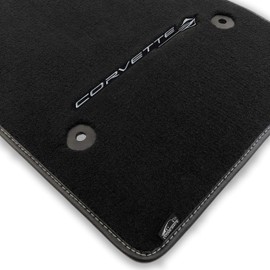 Lloyd Mats Custom-Fit Carpeted Floor Mats Premium Luxury Car Floor Liners for Corvette C8 2020-ON Coupe & Convertible (Charcoal, 2PC (Combo Logo) - Corvette Stingray)