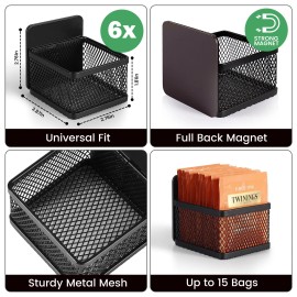 JUNLYNEST Magnetic Black Tea Bag Organizer Set of 6 Space Saving Storage Solution