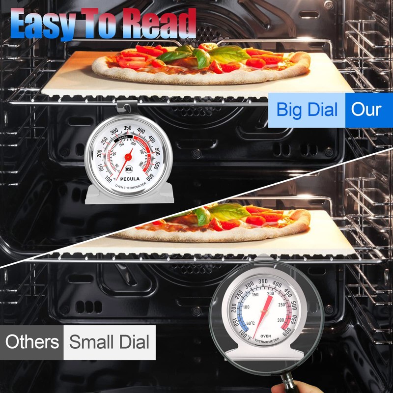 2 Pack Oven Thermometer 50-300C/100-600F, Instant Read Stainless Steel Kitchen