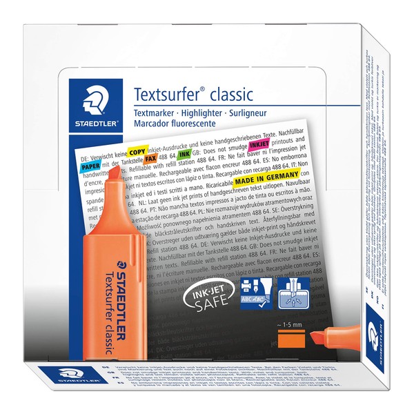 STAEDTLER 364-4 Textsurfer Classic Highlighter - Orange (Box of 10)