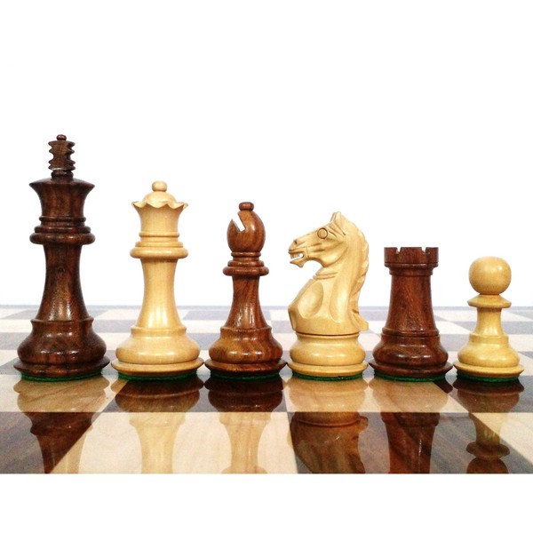 Royal Chess Mall Fierce Knight Staunton Chess Pieces Only Chess Set | Solid Golden Rosewood & Boxwood | 34 Pieces with 2 Extra Queens | 3.5” King Height | 1.4" King Base|Chessboard Not Included