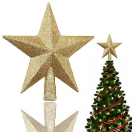 Star for the Christmas Tree, Plastic Christmas Tree Topper, Star Christmas Tree Topper in Star Shape, Christmas Tree Star for Tree Topper, for Christmas Party Party, Gold